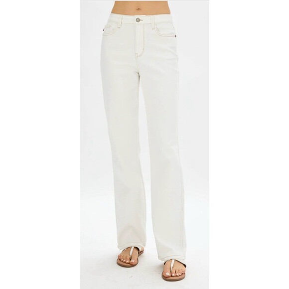 Judy Blue High Rise Straight Leg Ecru Ivory White Jeans Style #88510 7/28 - Picture 1 of 11